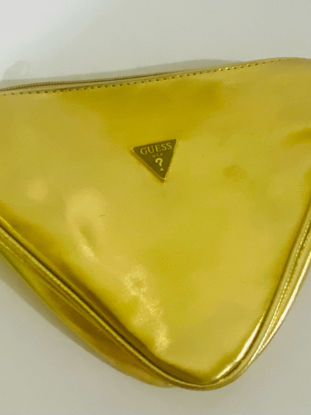 GUESS Metallic Gold Triangle Wristlet Clutch